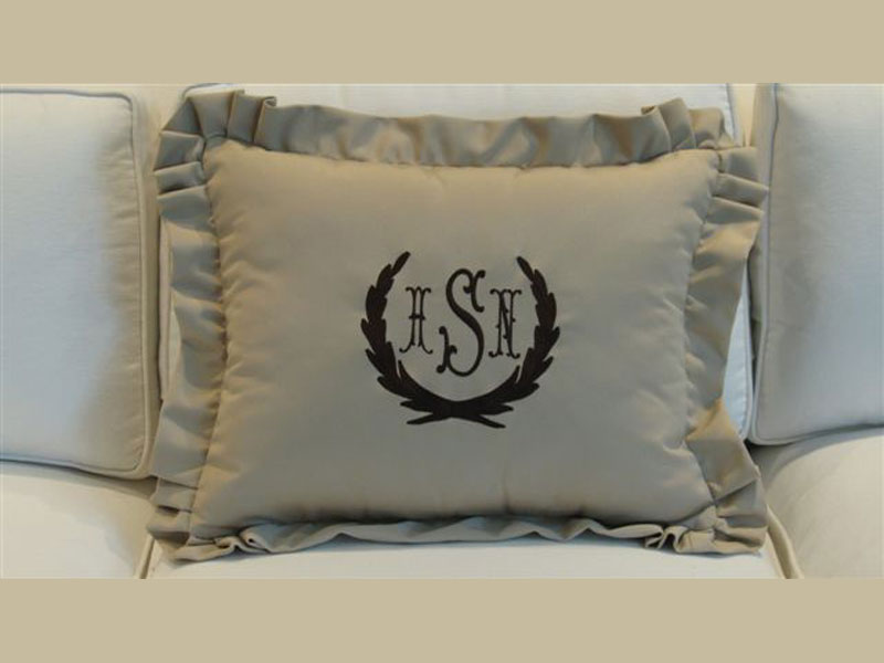 Monogrammed Throw Pillow with Black Thread